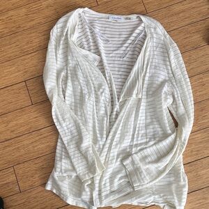 Calvin Klein Striped Rib Open Cardigan